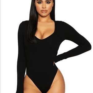 Naked Wardrobe V-Neck Black Bodysuit
